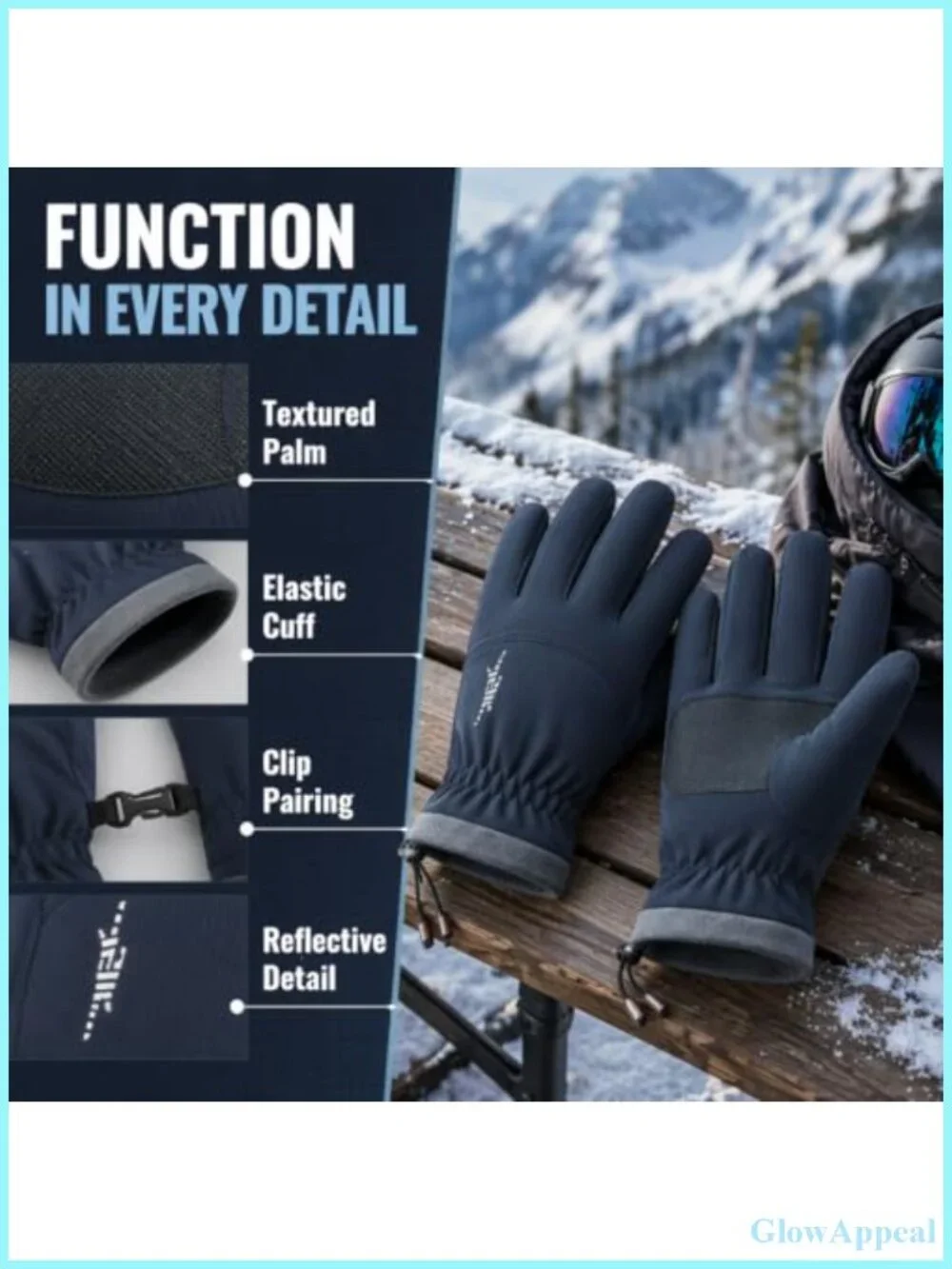 Waterproof Touchscreen Gloves Fleece Lined Anti-Slip Winter Cold Weather